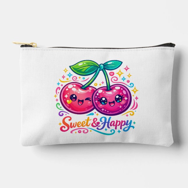 Cute Kawaii Cherries Garden Pouch (Front)
