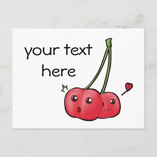 Cute kawaii cherries postcard for your text (Front)