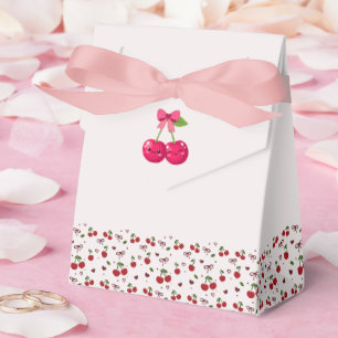 Cute Kawaii Cherry Couple Pink & Red Wedding Favour Box