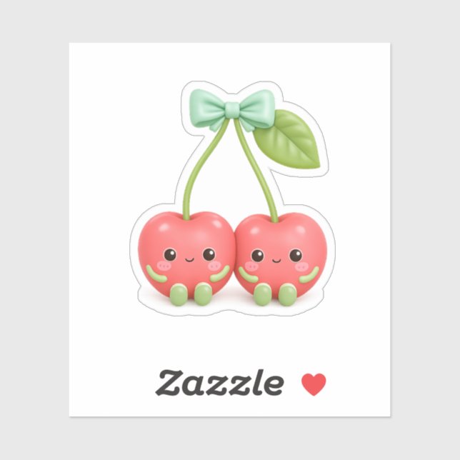 Cute Kawaii Cherry Pair Vinyl Sticker (Sheet)