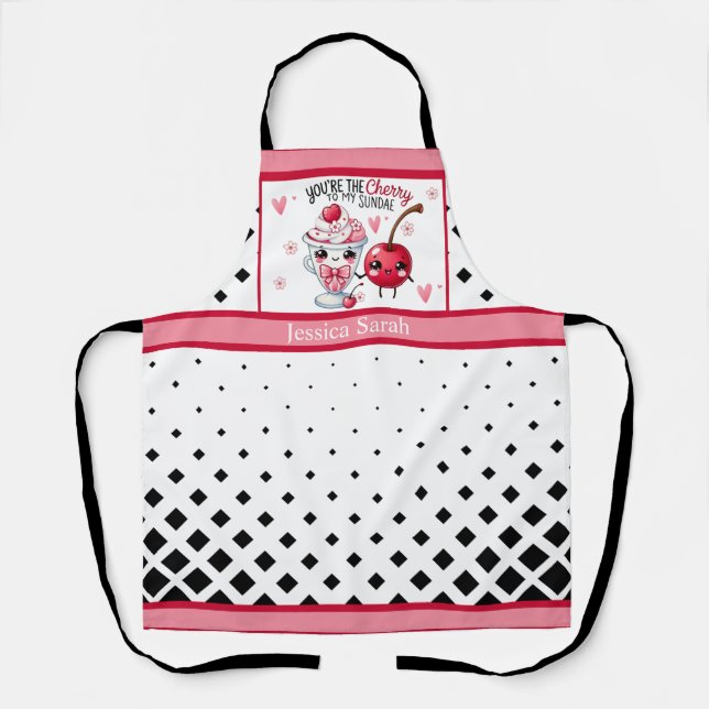 Cute Kawaii Cherry Sundae Apron (Front)