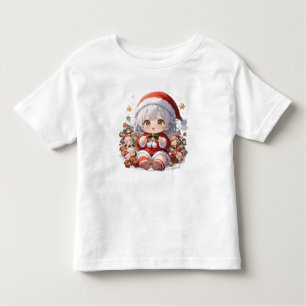 Cute Kawaii Chibi Anime Girl Toddler Christmas Toddler T-Shirt