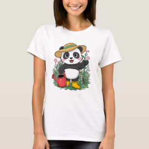 Cute Kawaii Chibi Panda with Flowers T-Shirt