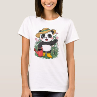 Cute Kawaii Chibi Panda with Flowers T-Shirt