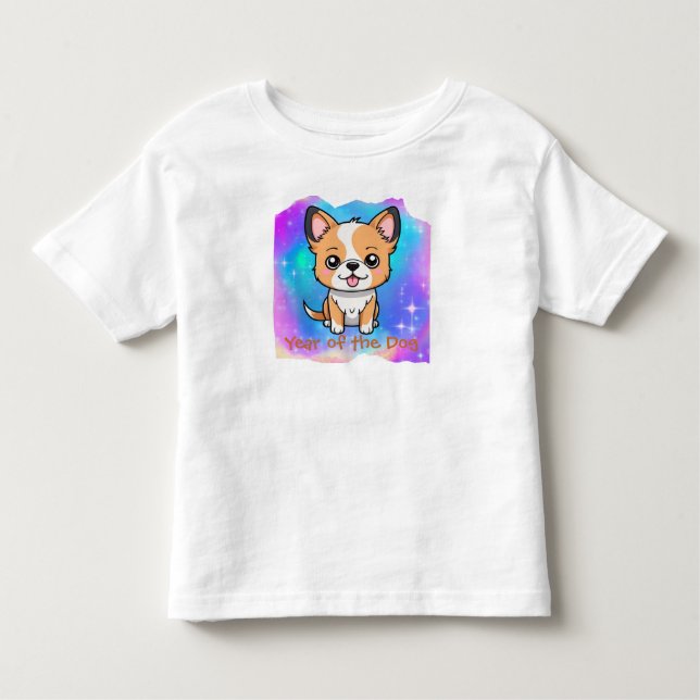 Cute Kawaii Chinese Zodiac Year of the Dog | Toddler T-Shirt (Front)
