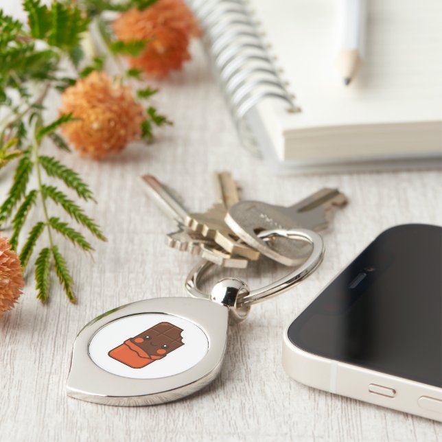 Cute Kawaii Chocolate Bar Key Ring (Side)