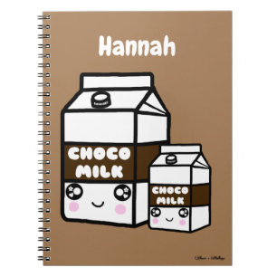 Cute Kawaii Chocolate Milk Duo Dairy Drink Sweet Notebook