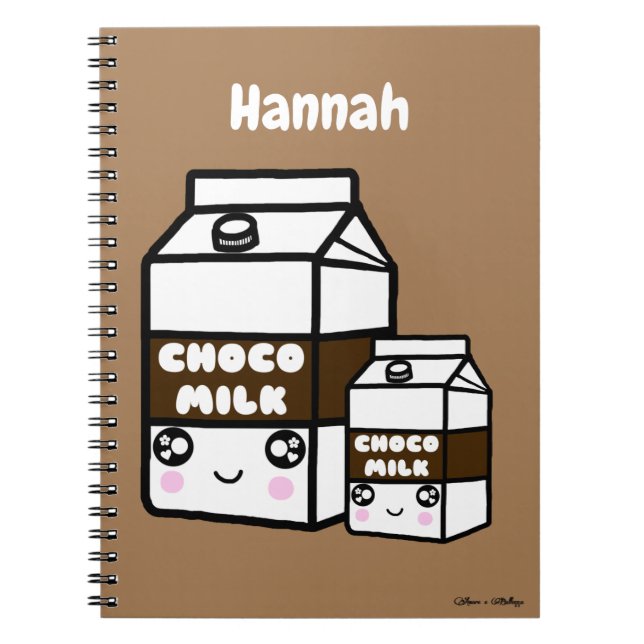 Cute Kawaii Chocolate Milk Duo Dairy Drink Sweet Notebook (Front)