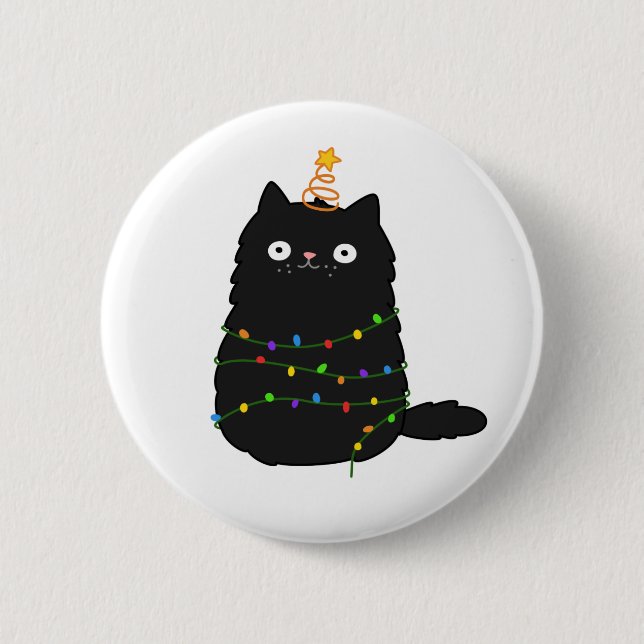 Cute Kawaii Christmas Cat 6 Cm Round Badge (Front)