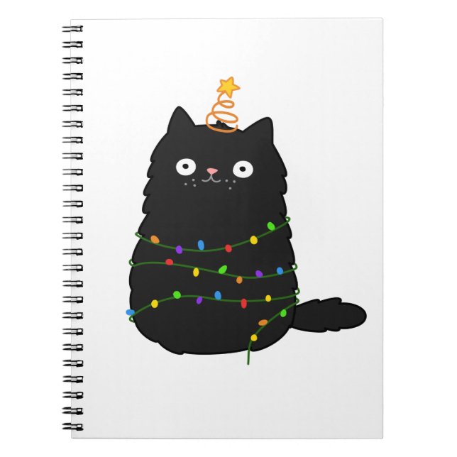 Cute Kawaii Christmas Cat Notebook (Front)