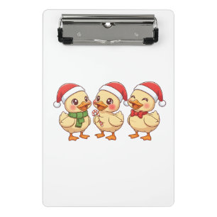 Cute Kawaii Christmas Ducks Festive Holiday Mini Clipboard