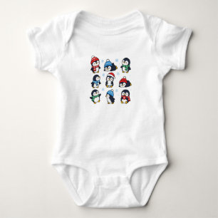 Cute Kawaii Christmas Penguins Winter Snowflakes K Baby Bodysuit