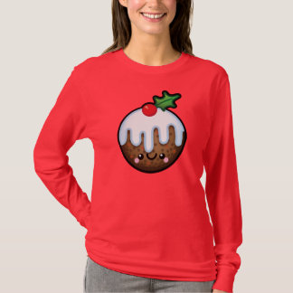 Cute Kawaii Christmas Pudding Womens Jumper T-Shirt