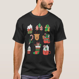 Cute Kawaii Christmas Reindeer Candy Cane Stocking T-Shirt