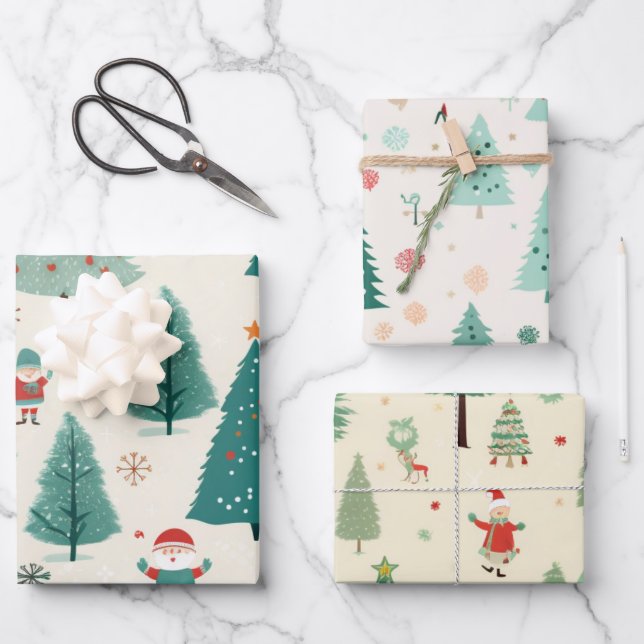 Cute Kawaii Christmas  Wrapping Paper Sheet (Front)