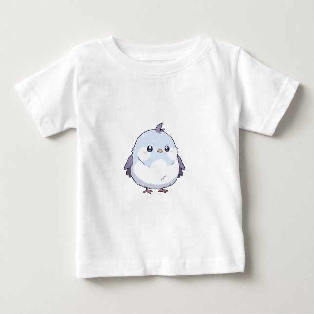 Cute Kawaii Chubby Bird Cartoon - Adorable Pastel  Baby T-Shirt (Front)