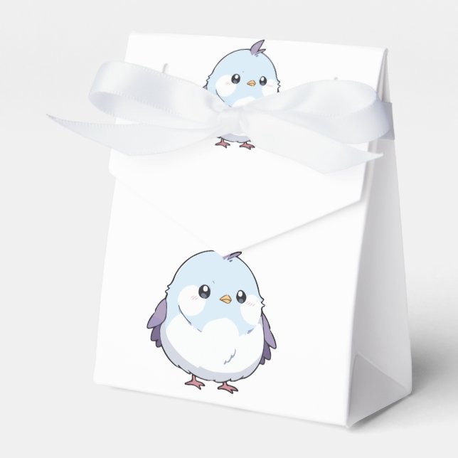 Cute Kawaii Chubby Bird Cartoon - Adorable Pastel  Favour Box (Front Side)
