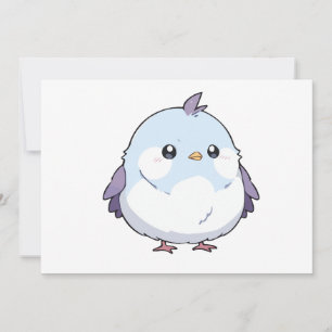 Cute Kawaii Chubby Bird Cartoon - Adorable Pastel  Invitation