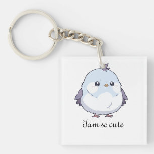 Cute Kawaii Chubby Bird Cartoon - Adorable Pastel  Key Ring