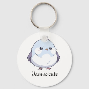 Cute Kawaii Chubby Bird Cartoon - Adorable Pastel  Key Ring