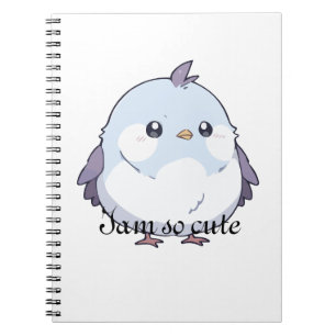Cute Kawaii Chubby Bird Cartoon - Adorable Pastel Notebook
