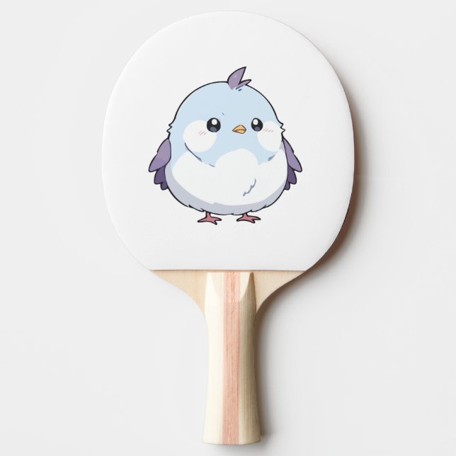 Cute Kawaii Chubby Bird Cartoon - Adorable Pastel  Ping Pong Paddle (Front)