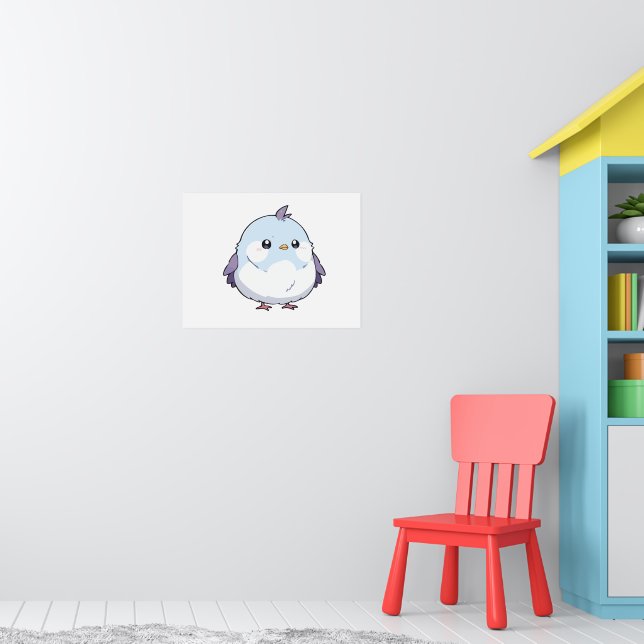 Cute Kawaii Chubby Bird Cartoon - Adorable Pastel  Poster (Nursery 1)