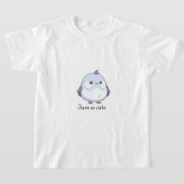 Cute Kawaii Chubby Bird Cartoon - Adorable Pastel  T-Shirt (Laydown)