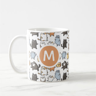 Cute Kawaii Chubby Cartoon Cat Seamless Pattern Ar Coffee Mug