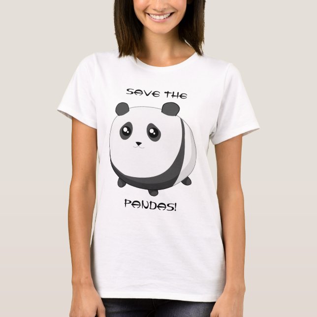 Cute Kawaii chubby panda bear T-Shirt (Front)