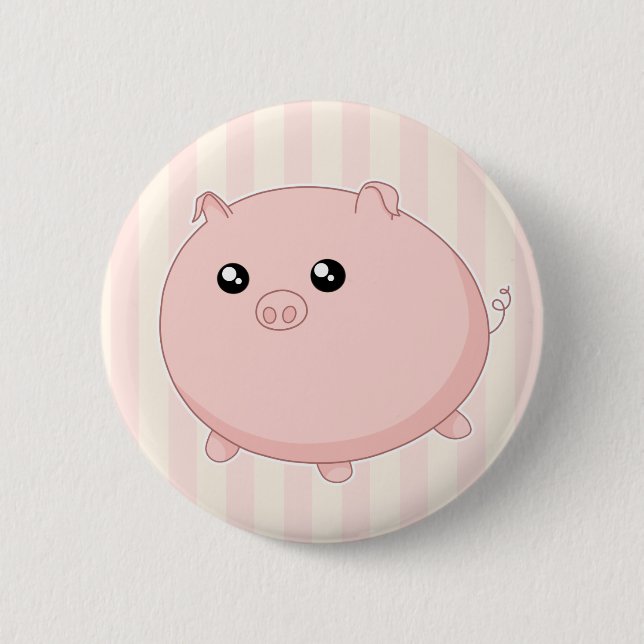 Cute Kawaii chubby pink pig 6 Cm Round Badge (Front)