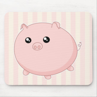 Cute Kawaii chubby pink pig Mouse Pad