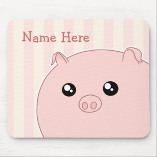 Cute Kawaii chubby pink pig Mouse Pad