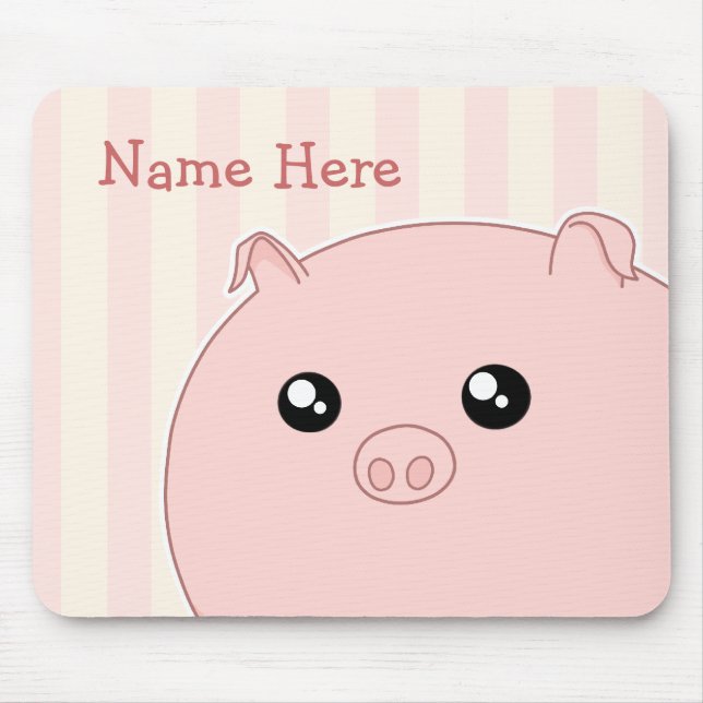 Cute Kawaii chubby pink pig Mouse Pad (Front)