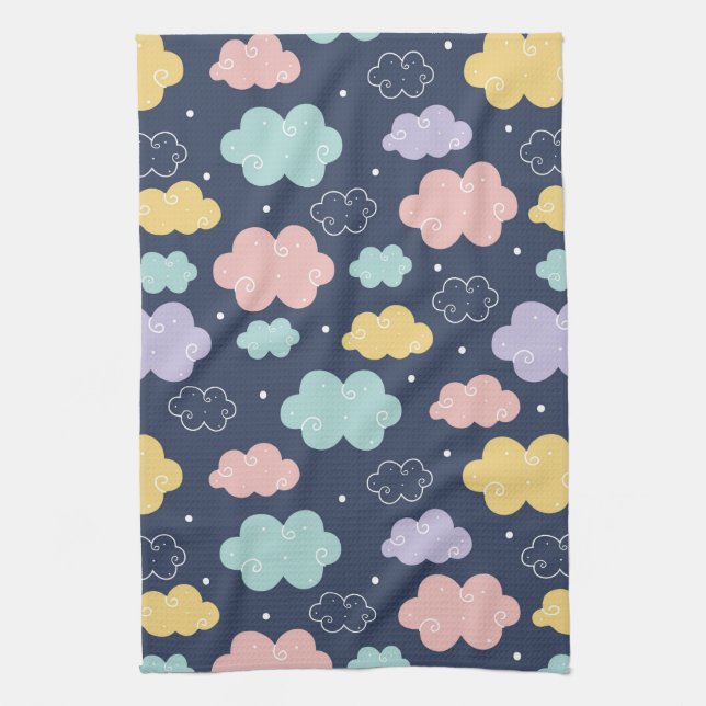 Cute Kawaii Cloud Pattern Kitchen Towel (Vertical)
