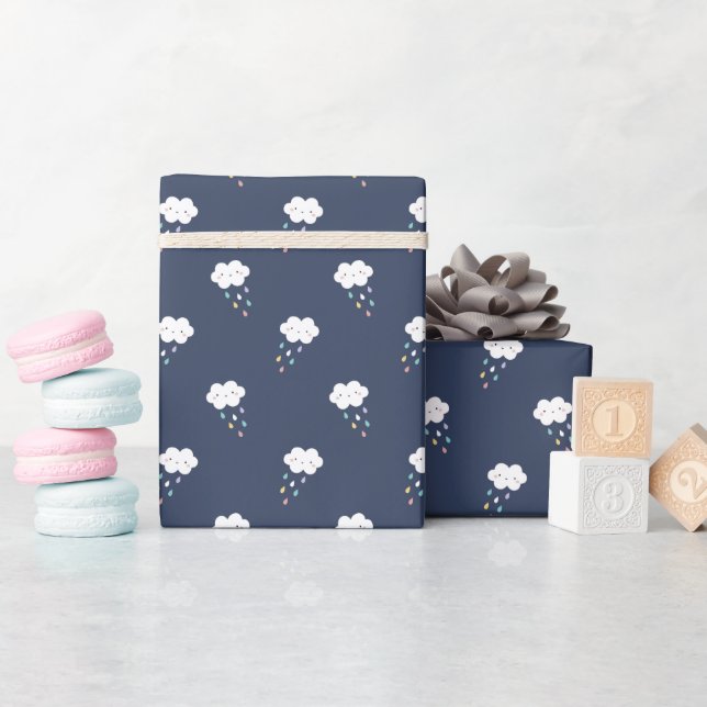 Cute Kawaii Cloud Pattern Wrapping Paper Roll (Baby Shower)