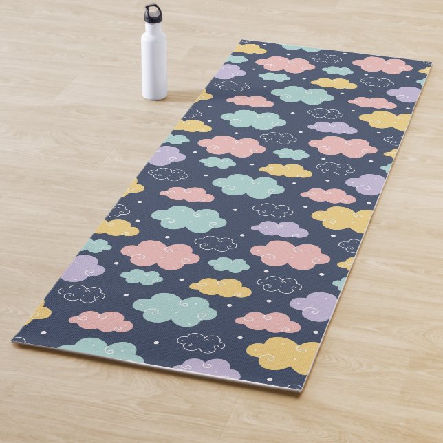 Cute Kawaii Cloud Pattern Yoga Mat (In Situ)