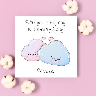 Cute Kawaii Clouds Holiday Card