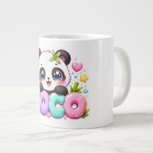 Cute Kawaii Coco Panda Name Pastel Pink Sparkling Large Coffee Mug