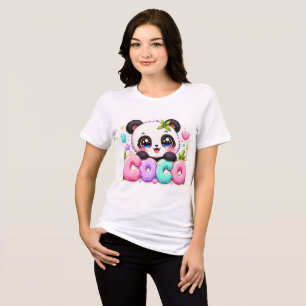 Cute Kawaii Coco Panda Name Pastel Pink Sparkling Tri-Blend Shirt