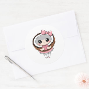 Cute Kawaii Coconut Stickers, Coconut Lady Sticker