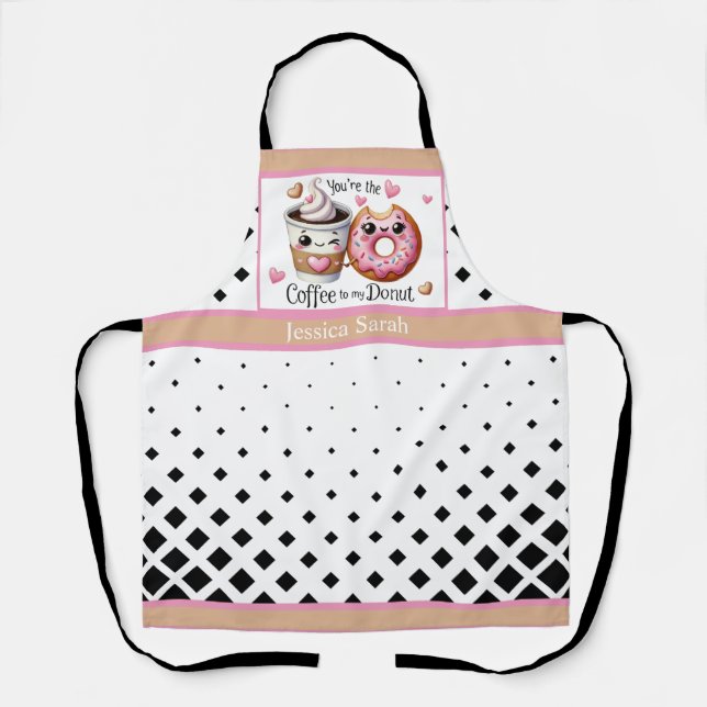 Cute Kawaii Coffee and Doughnuts Apron (Front)