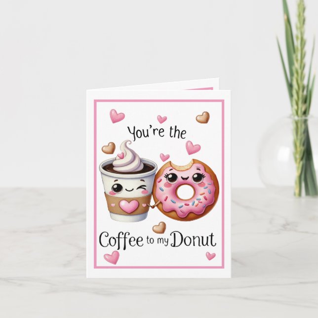 Cute Kawaii Coffee and Doughnuts Thank You Card (Front)