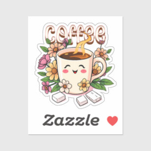 Cute Kawaii Coffee and Flowers