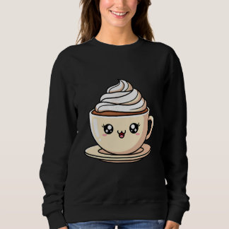 Cute Kawaii Coffee Cup Illustration Sweatshirt