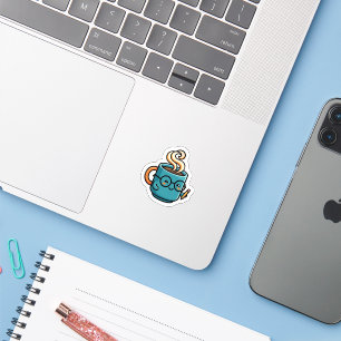 Cute Kawaii Coffee Mug Wearing Reading Glasses Sma