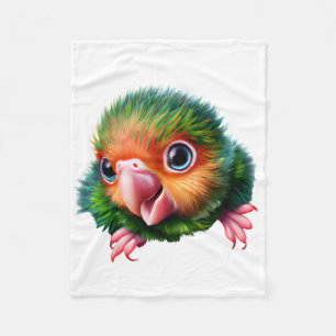 Cute Kawaii Colourful Baby Parrot  Fleece Blanket