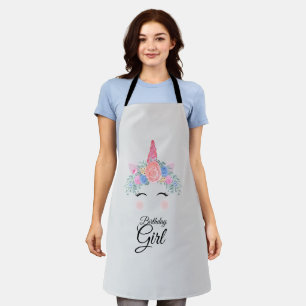 Cute Kawaii Colourful Rainbow Unicorn Birthday Gir Apron