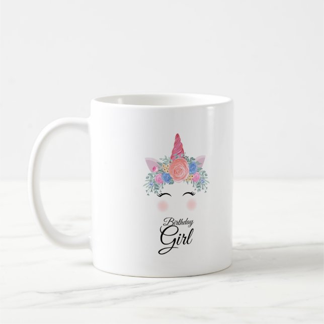 Cute Kawaii Colourful Rainbow Unicorn Birthday Gir Coffee Mug (Left)