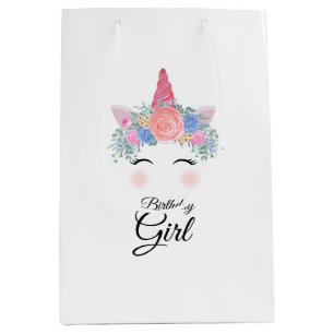 Cute Kawaii Colourful Rainbow Unicorn Birthday Gir Medium Gift Bag